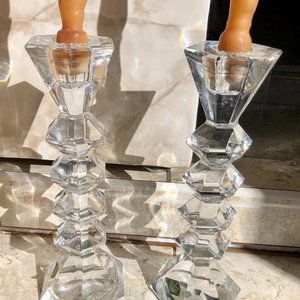 NEW Shannon Lead Crystal Ireland by Godinger Empire HEAVY Candle Stick Pair